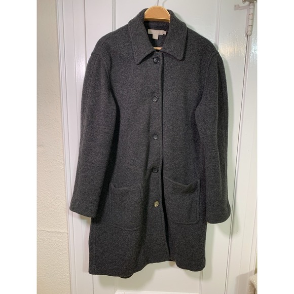 J Crew Vintage 90s Boiled Wool Jacket / Dark Gray Driving Jacket / Size PL - Picture 3 of 14
